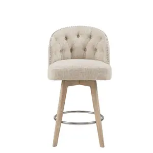 Madison Park Swivel Counter Stool Bar Transitional Dining Room 26" Cream