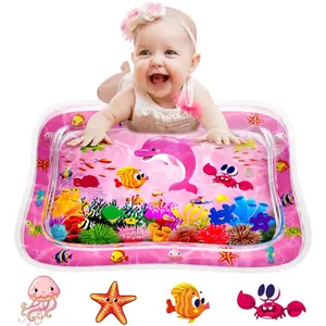Baby Tummy Time Water Mat for Babies: Baby Toys Gifts for Newborn Infant 3 6 9 12 Month Boy Girl Inflatable Activity Playmat Sensory Mat Toddler Belly Time Pat (Pink)
