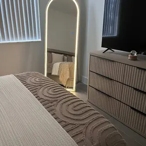 Stand Mirror Full Length with LED Lights, Floor Mirror Dimming & 3 Color Lighting, Large Mirror  for Bedroom, Glass Decorations Supplies