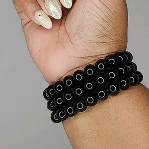 Black Solid Beaded Bracelet