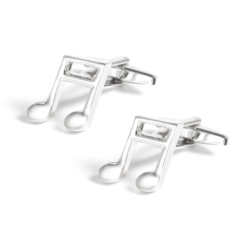 Boutique music note electroplated silver solid copper metal cufflinks, fashionable men's cufflinks, accessories