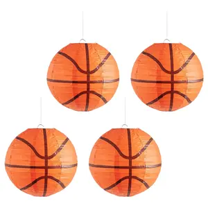 4Pcs Basketball Paper Lanterns Hanging Decoration for Sport Themed Party