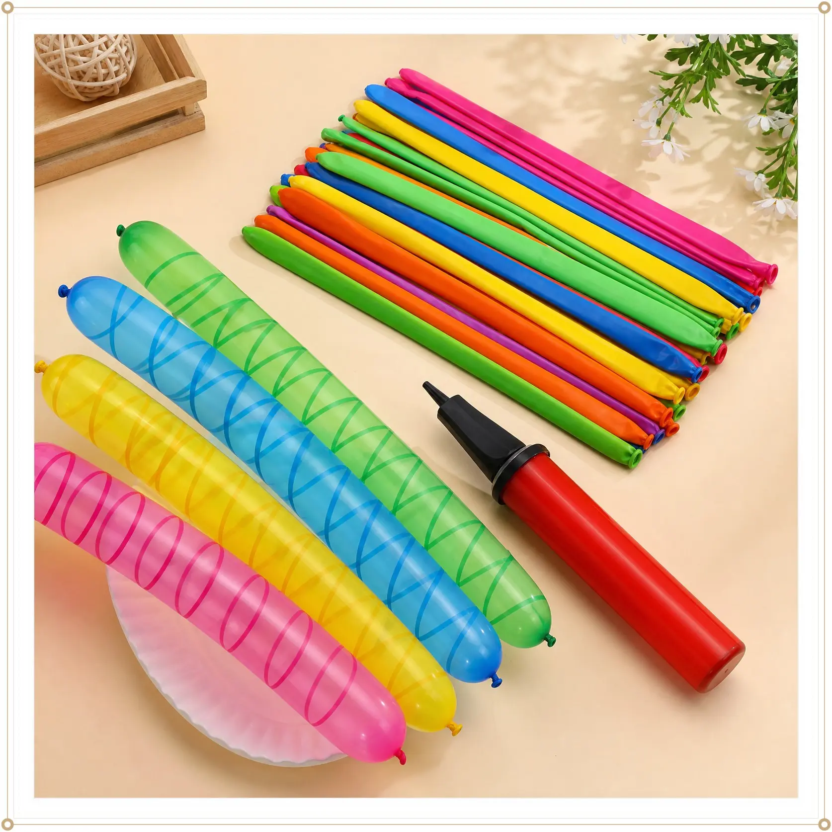 50/100 Pack Rocket Balloon Set, Festive Party Supplies with Aerodynamic Tip and Easy-Filling Pump, Reusable Sound-Making Flying Balloons, Outdoor Kids Toy & Party Decor for Birthday, Baby Shower