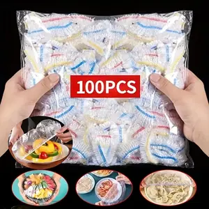 100pcs Elastic Mouth Food Wrap Bags, Disposable Fruit Plastic Packaging, Kitchen Accessories, One-Use Bowl Covers, Freshness Preservation