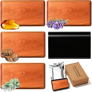 Car Air Freshener Starter Kit - Wood Air Freshener - Car Odor Eliminator for Visor Clip - Long Lasting - Variety Scent Refill - CLIP INCLUDED (4 scent)