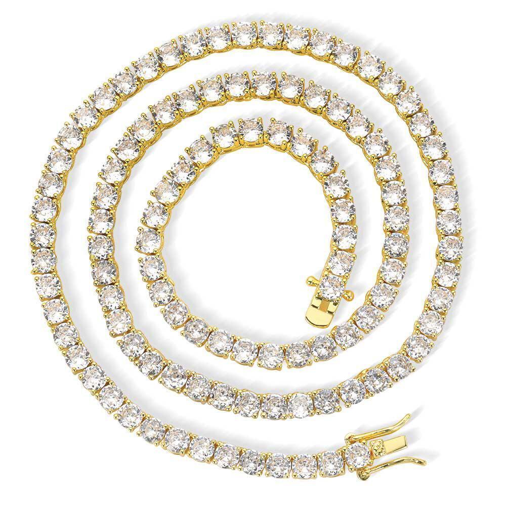Hip Hop Jewelry 1 Row Iced Out Tennis Chain Bling CZ Men Diamond Cubic Zirconia Choker Necklace Women Drop Shipping