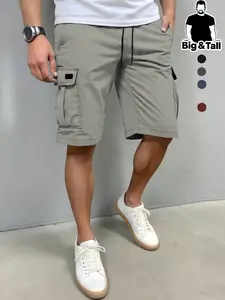 Men's Plus Size Casual Trendy Workwear Shorts, Loose Fit with Pockets, Ideal Summer Choice, Perfect for Daily Wear and Outdoor Activities, Breathable Pocket Shorts