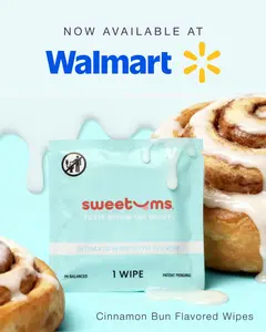 SWEETUMS Cinnamon Bun Flavored Wipes - Intimate Wipe with Flavor, pH Balanced, Gentle & Comforting Scent, Customer Favorite