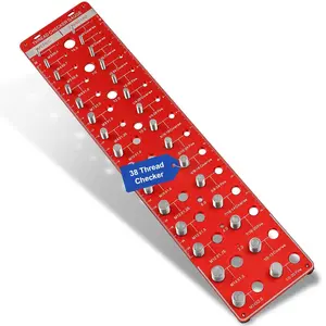 38 Nut and Bolt Thread Checker, Bolt and Nut Sizer Thread Gauge 15 Standard and 15 Metric with 8 Drill Bit Guage, Wall-Mountable Bolt Size Finder, Screw Size Chart, Bolt Measuring Tool