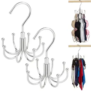 LMMAKE Tank Top Hanger Rotatable Bra Organizer for Closet Max 24 Storage Capacity Sport Bras Holder Metal Space Saving Closet Organizers and Storage Silver 360° Rotatable Hook
