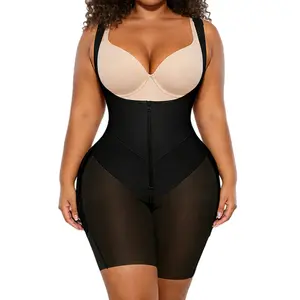 Explorinox Zipper Crotch Bodysuit Shaper for Women Postpartum Faja Tummy Control Hip Lifting Shapewear Breathable Adjustable Straps Strong Control Seamless Body Suit