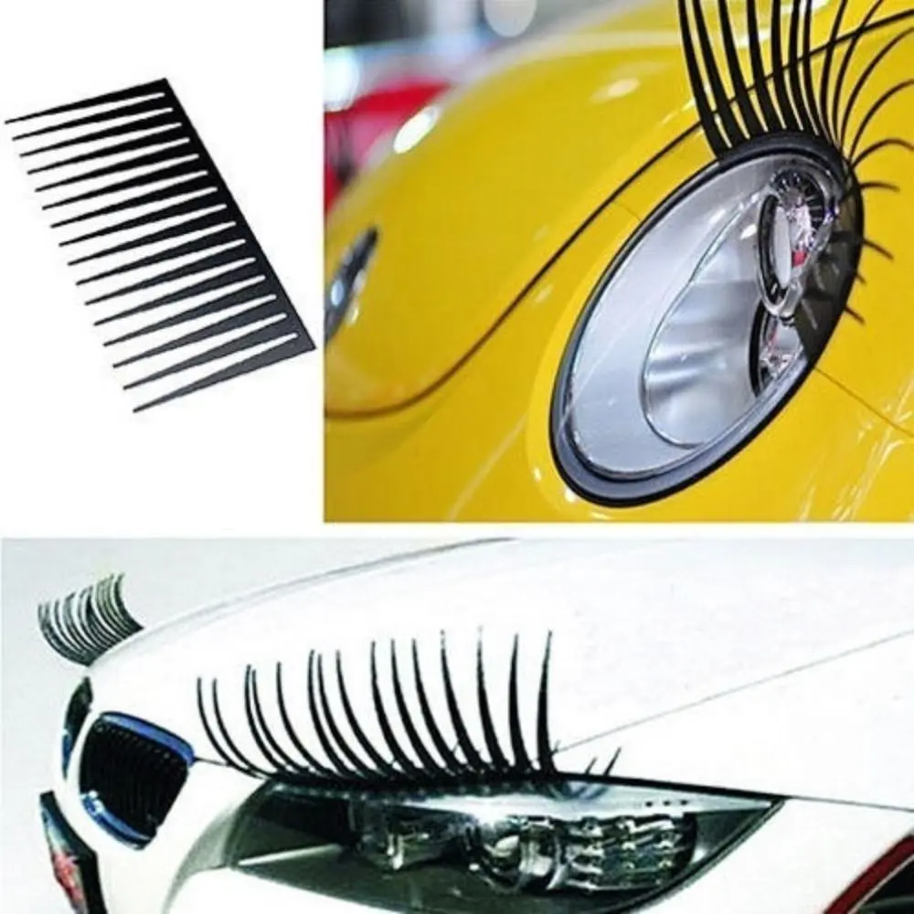 3D Charming Black False Eyelashes Fake Eye Lash Sticker Car Headlight Decoration Funny Decal 1Pair