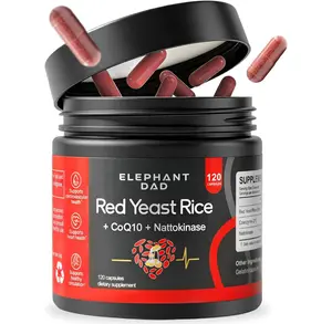 Red Yeast Rice 1200mg with Nattokinase & CoQ10 – Extra Strength Natto Extract Supplement, Citrinin-Free, Cholesterol & Heart Health Support Formula for Men & Women, Circulatory Health – 120 Capsules