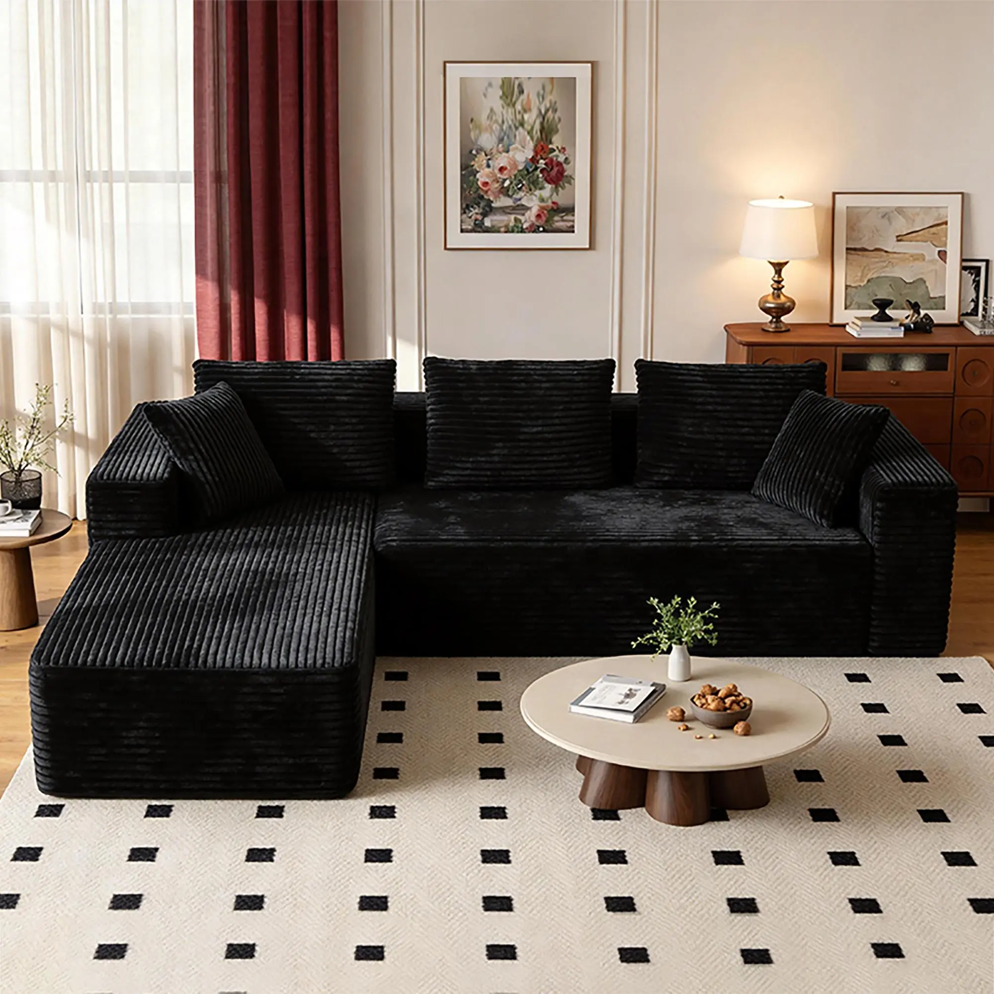 96in-Black Left Chaise