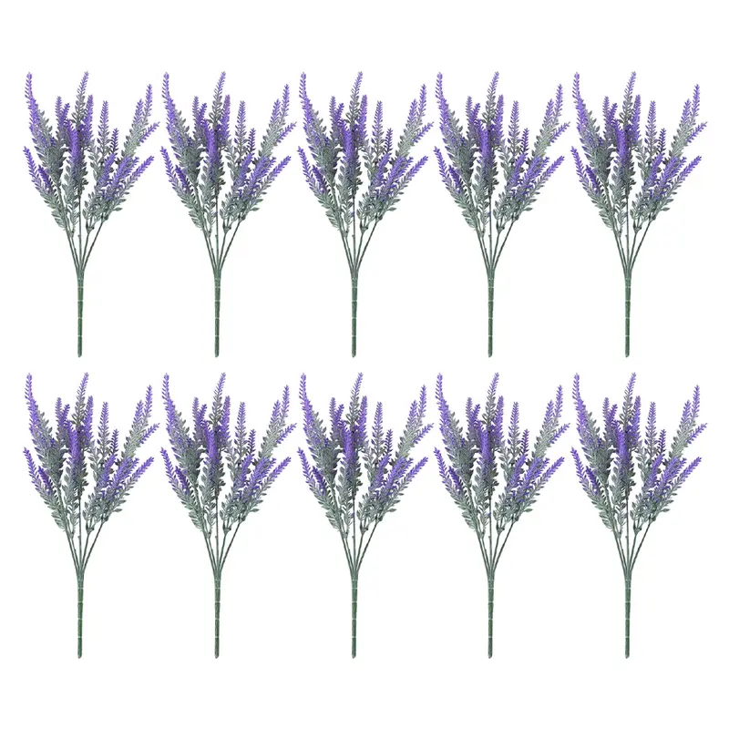 10-Pack 9.65 in Plastic Artificial Lavender Eternal Flower Bouquets - Specialty Kitchen Decoration, Fade-Resistant Ornament for Wall, Window, Table Use