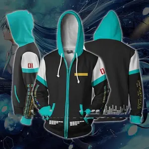 Hatsune Miku Zipper Hoodie 3D Print Jacket Unisex Coat Outerwear