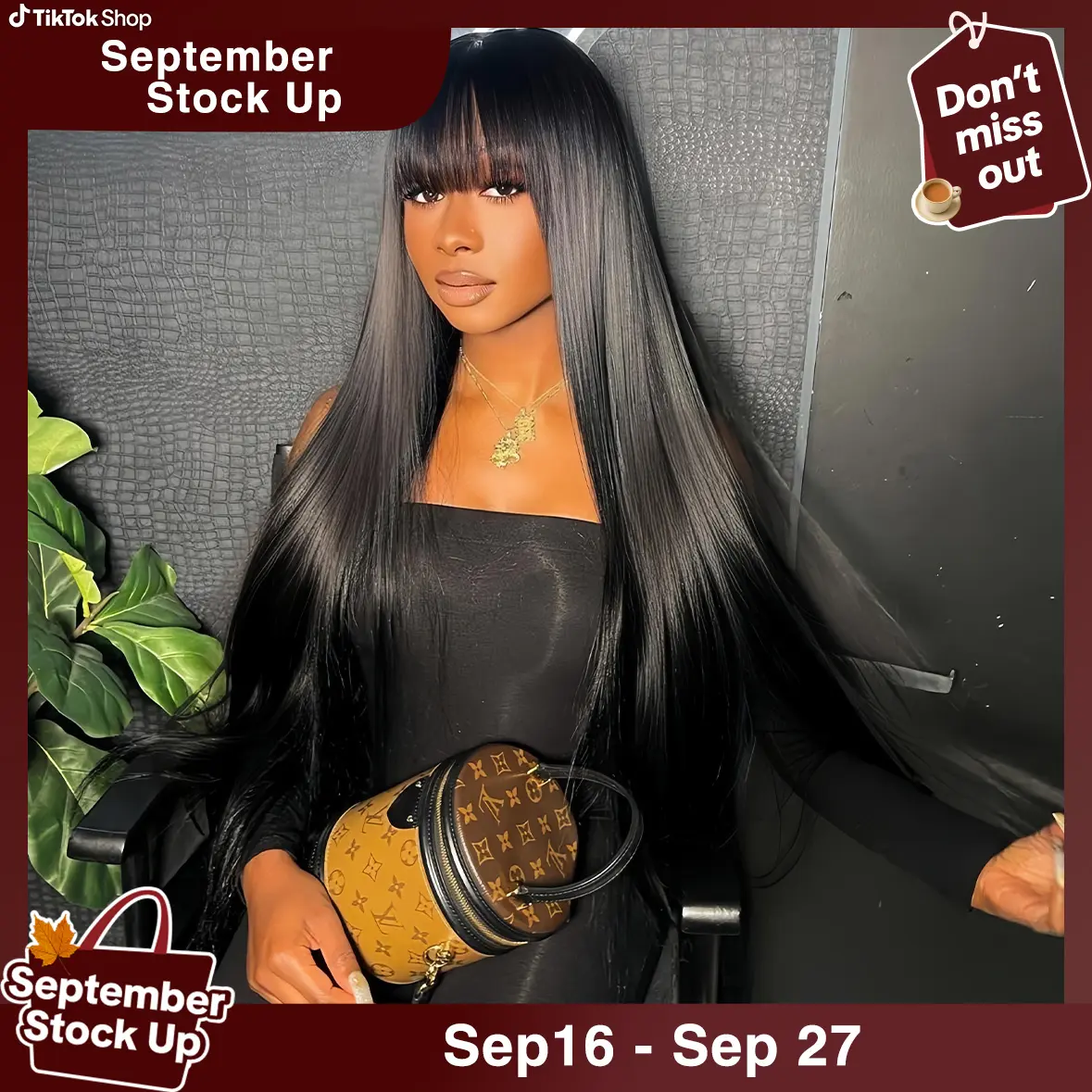 [New Upgrade With Drawstring] CheetahBeauty Glueless Wigs Straight 2×4 Lace Closure Wig Human Hair with Bangs Upgraded Drawstring Loose Body 180% Density Brazilian Virgin Human Hair for Women Natural Black #SohoChic #tiktokshopstockup