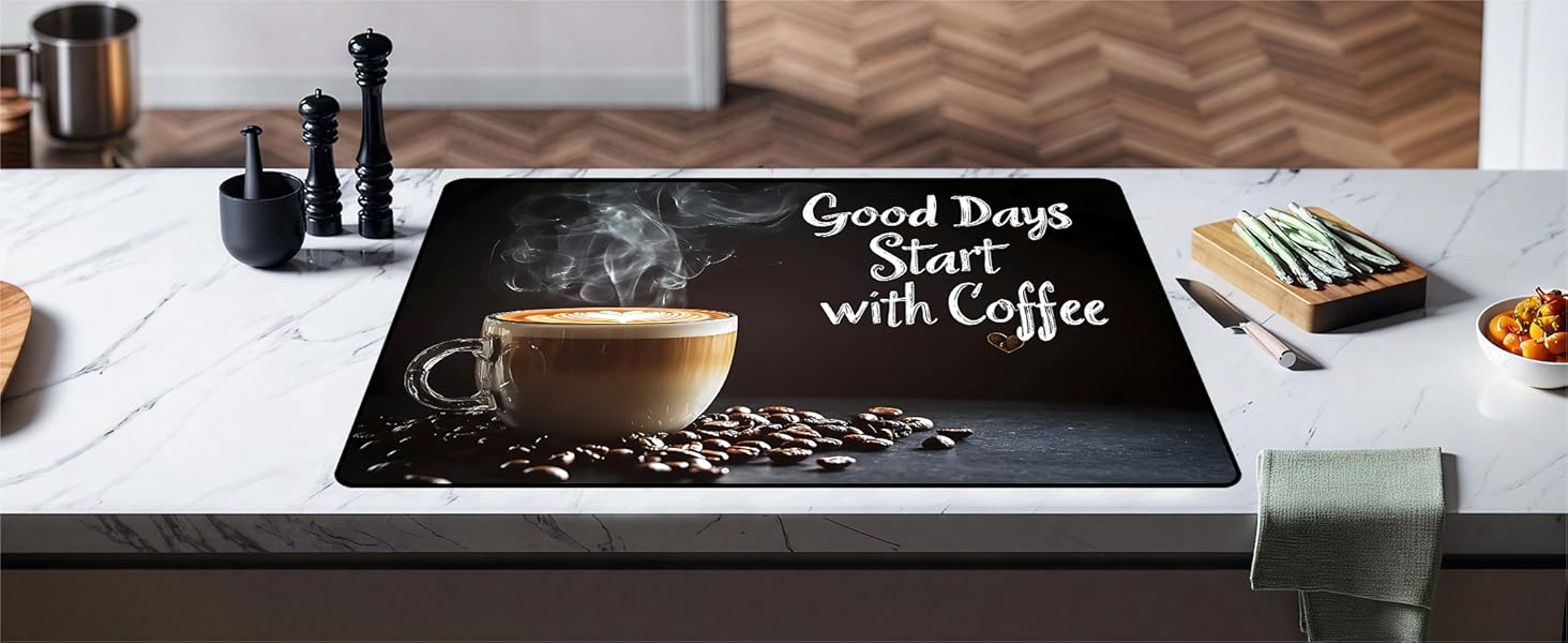 JOYFINITY Heat-Resistant Glass Stove Top Cover with Anti-Slip Rubber Coating – Electric Stove Protector, Scratch-Resistant, Expands Counter Space, Stylish Kitchen Decor (Cafe)