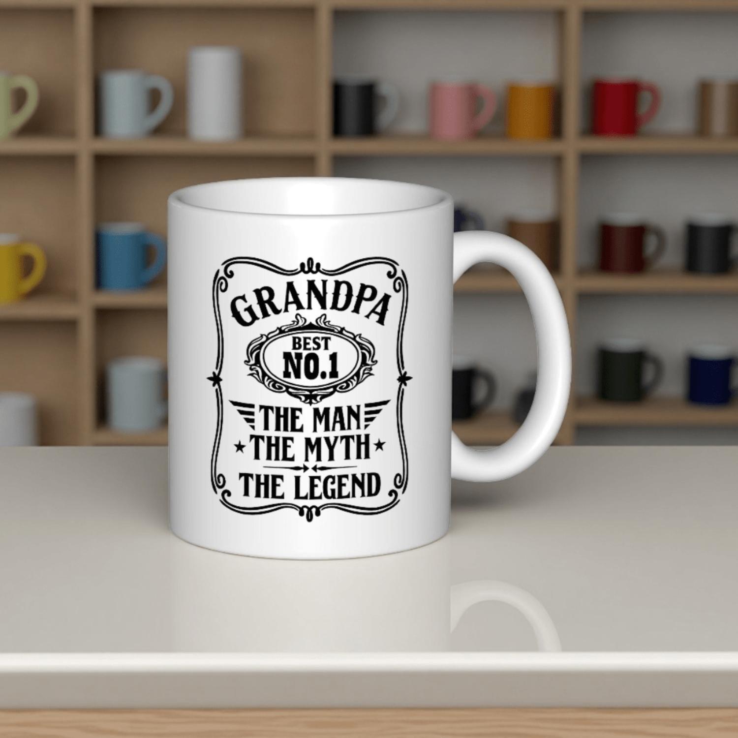 Grandpa Best 1 Ceramic Coffee Mug 11oz The Myth The Legend Novelty Gift for Grandpa and Grandma Reusable Dishwasher Safe Perfect for Hot Beverages Summer