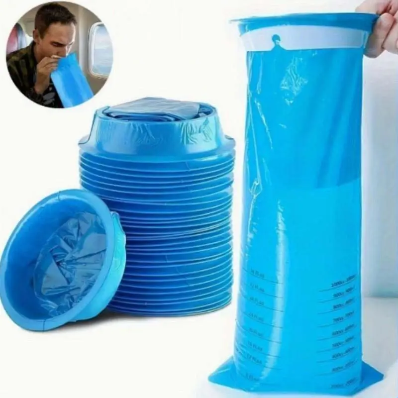 10 pcs Disposable Vomit Bags (Thick, High Capacity), Travel Barf Bags 1000ML Blue, Morning Sickness Bag Hospital Grade Leaking Resistant