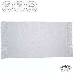 21"x34" Carlaw Bath Rug White - Moda at Home: Cotton Jacquard, Heavyweight, Machine Washable, Handmade