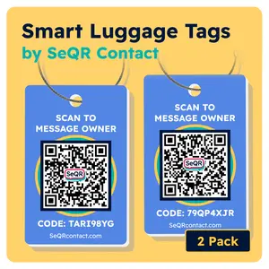 Smart Luggage Tags (Blue) | Keeps Personal info Private With Privacy QR Code | Use with Away GPS Bag Locator & Air Tag | Android or iOS