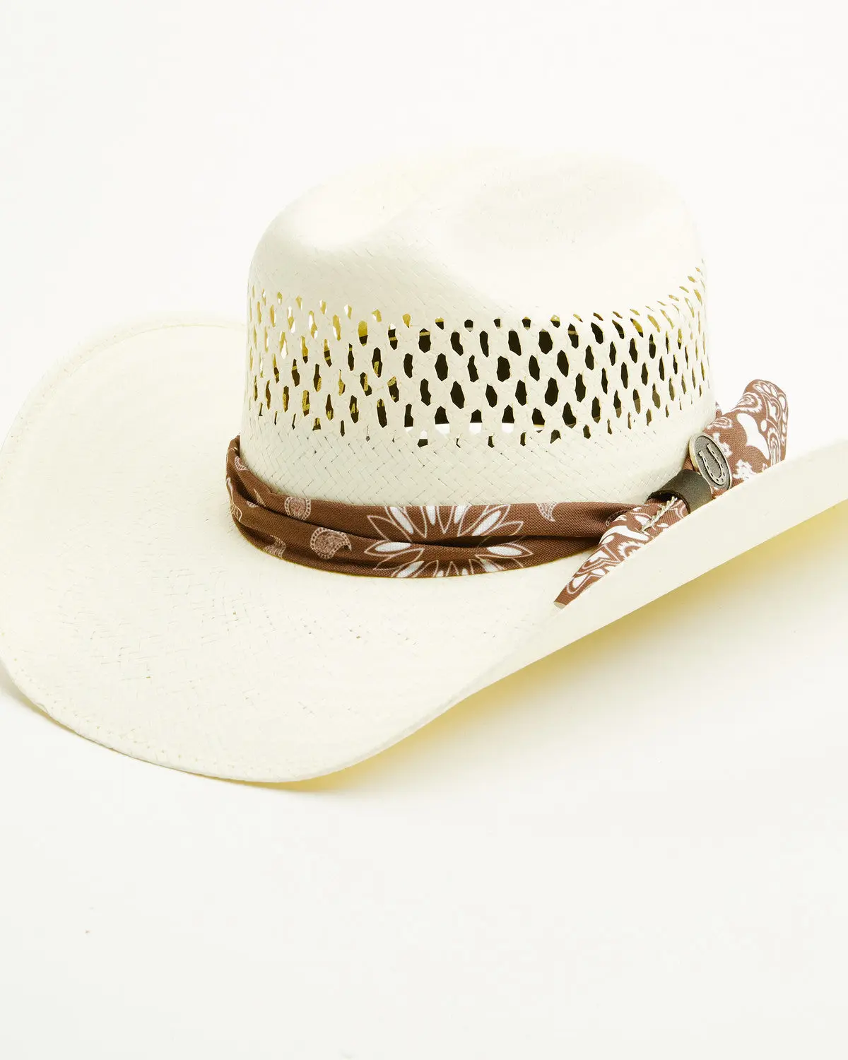 Woven Straw Sun Hat with Feather Accent - Beige Vintage Straw Sun Hat with Natural Fur Feather and Ribbon  main image 3