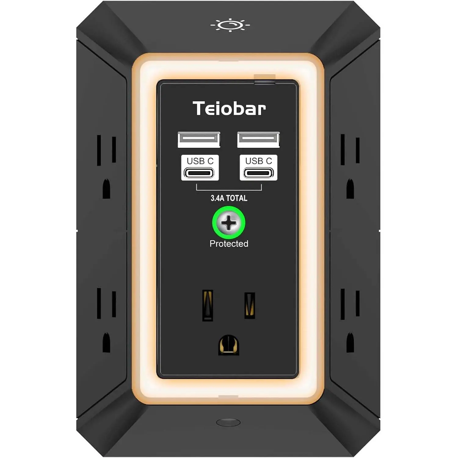 Multi Plug Wall Outlet Surge Protector with 5 Outlet & 4 USB Ports(2USB-C)