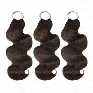 QVR Dark Brown #4 Crochet Hair Body Wave Machine Made Feather Human Hair Extension