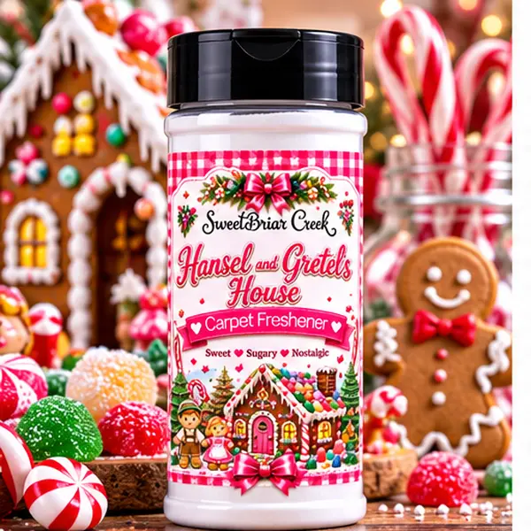 Hansel & Gretel's House Carpet Freshener Powder - Gingerbread Molasses Fragrance, Deodorizing Sprinkle-On Carpet & Upholstery Refresher, Long-Lasting Holiday Bakery Scent, Made in Pennsylvania