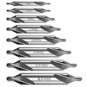 8 PCS Center Drill Bits Set, Countersink Tools for Lathe Metalworking 60 Degree Angle HSS Center Drill Bits for Alloy Steel, Cast Iron, Other Hard Metals (1.0/1.5/2.0/2.5/3.0/4.0/5.0/6.0) fathersdaygift