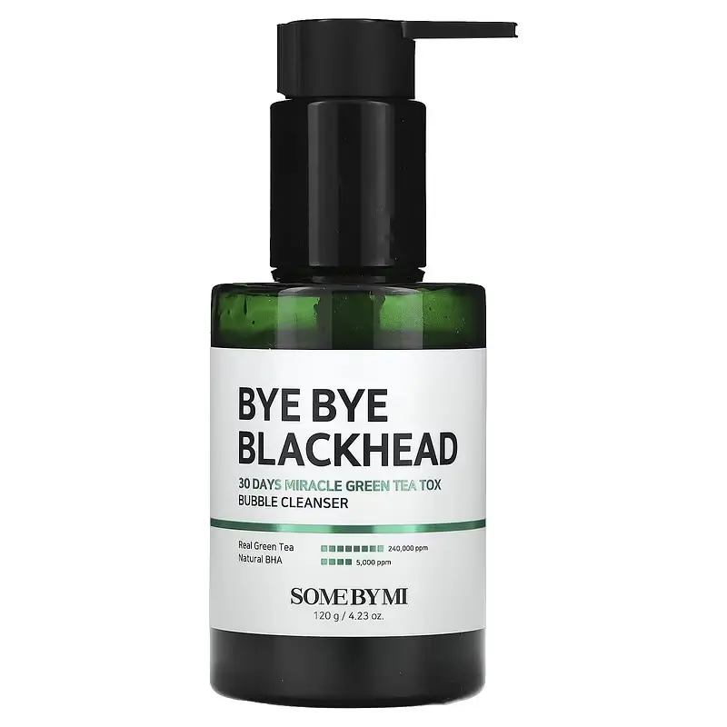 SOME BY MI Bye Bye Blackhead Green Tea Tox Bubble Cleanser - 120g - Facial, Skincare Facial Wash Facial Cleansing - Facial Cleanser Bha Foam Skin Repair Comfort