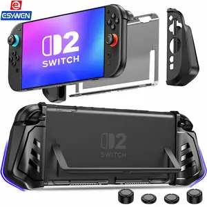 ESYWEN for Nintendo Switch 2 Case with Flip Stand Titan Ergonomic Grip Protective Black PC Shell Quick Release Joy-Con Design