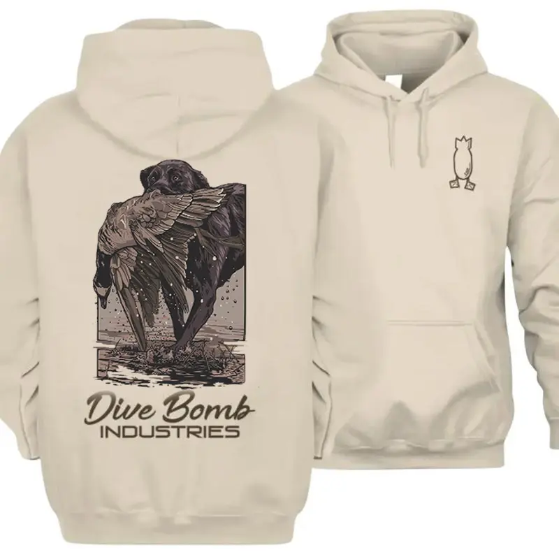 Dive Bomb Industries Hoodie, Mixed Duck Labrado hunting Hoodie For Men, Vintage Waterfow, Menswear,  Outdoor
