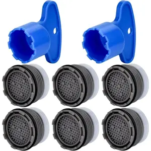 6 Pieces Faucet Aerators with Removal Tool 18.5 mm Water Saving Flow Restrictor Set Replacement Part for Bathroom or Kitchen