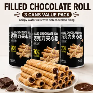Chocolate Filled Wafer Rolls – 3 Tubs Value Pack, Creamy Crispy Biscuit Sticks with Rich Cocoa Cream, Individually Wrapped for Lunch Box, Office Snack, Party & On-the-Go