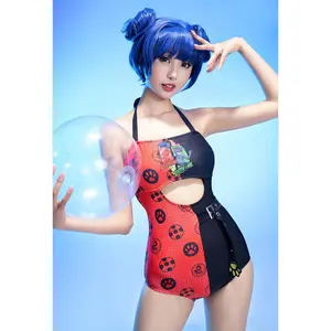 Miraculous Ladybug Women Red Black Contrast Color Lady Noir Print One-piece Swimsuit one-piece swimwear