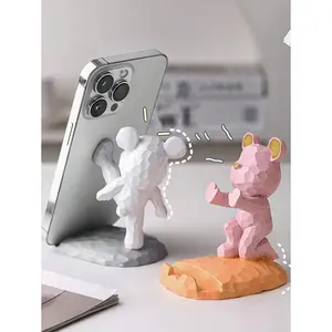 1pc Cute Bear Shape Phone Stand Decoration, Compatible With Both Mobile Phone And Tablet, Suitable For Desk, Bedside, Living Room, Study, Bedroom, Gift, Etc. Birthday Gifts Graduation