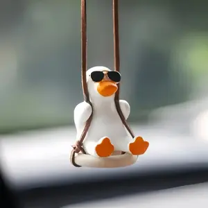 Cute Cartoon Duck Design Car Hanging Ornament, Swinging Rearview Mirror Pendant, Car Interior Decoration Accessories for Women & Men, Car Trinkets, Car Interior Accessory