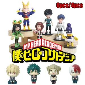 6PCS/4PCS Anime Figure PVC Q-Version Bakugou Katsuki Midoriya Izuku Action Figures Series Model Suitable For Collection Or Gift