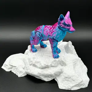 Articulating 3D Printed Wolf Sculpture: Unique Home Decor Accent | Handcrafted Wildlife Collectible Ornaments Decoration