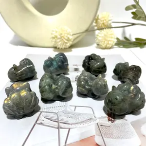IG Crystal 4 Counts Labradorite Small Cute Nine-tailed Fox Crystal Healing Crystal Home Decoration