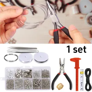1 set of jewelry restoration and handmade tool set, including pliers, bead wire, and basic accessories, suitable for DIY production, bead making, jewelry restoration, and fashion jewelry making, suitable for professionals and beginners