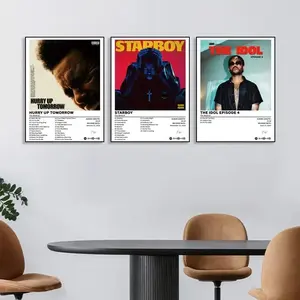 3-piece set featuring Hurry Up Tomorrow/Starboy/The IdoL Episode 4 album cover unframed posters, Unframed Art Print, suitable for living room, bedroom, office decor, Modern Home Decor, a gift for music fans