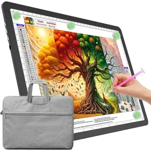 A4 Light Board with Bag for  Painting, Super Bright  Light Pad with Side Buttons, Lightbox for Tracing and Drawing, Corded Light Table for Sketching, Weeding Vinyl (Black)