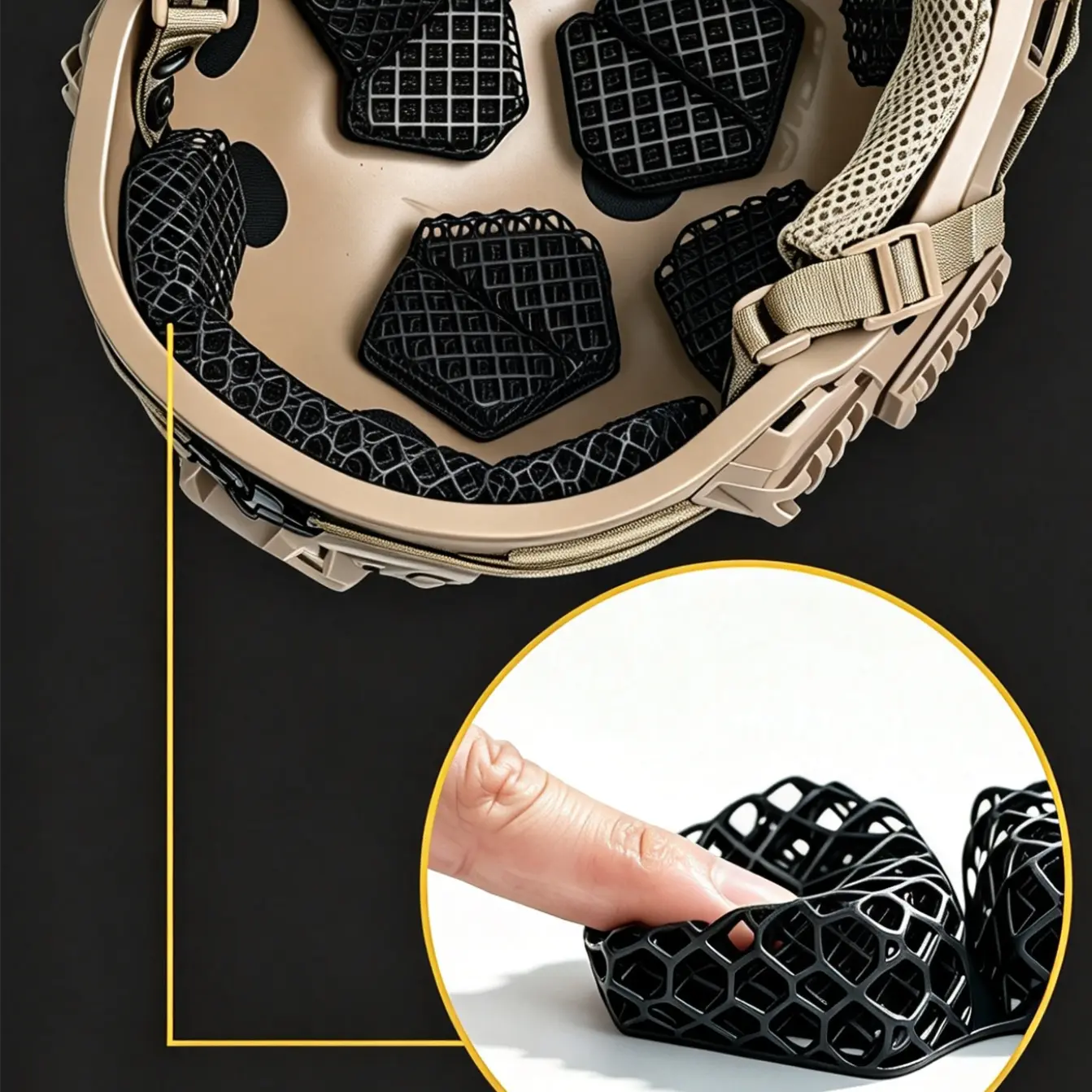 3D-Printed Polymer Lattice Helmet Inner Liner Pads - Honeycomb Hollow Cells, Shock-Absorbent, Washable, Breathable, Lightweight, Flexible Fit for Gaming Sports Helmets