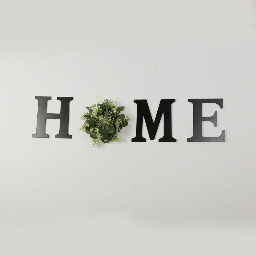1Set Wooden Home Letters with Artificial Eucalyptus Wreath - Colorful Floral Plant Ornaments, Modern Farmhouse Hanging Decoration for Living Room, Housewarming Couple Gifts, Multicolor, Rustic Metal Art