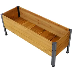 Rustic Fir Wood Raised Garden Planter Box - Outdoor Elevated Planting Bed for Herbs, Vegetables, Flowers, Ideal for Patio, Deck, Outdoor Planting Boxes, Planters for Outside
