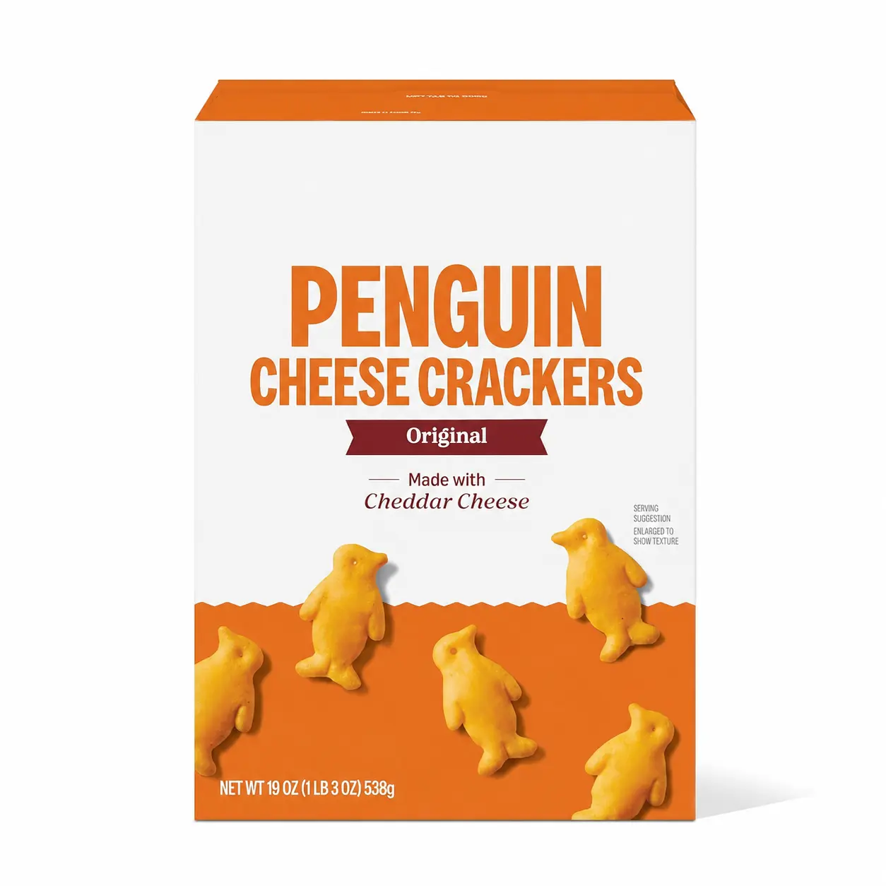 Baked Cheddar Fun Penguin-Shaped Cheese Crackers, 19 oz Cream Snack Biscuit