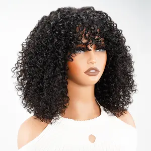 QVR WEAR GO WIG Glueless SKC Jerry Curly Short Bob Human Hair Wig with Bangs Honey Water Wave Blonde Color for Women Nature Body Flip Big Summer Deals